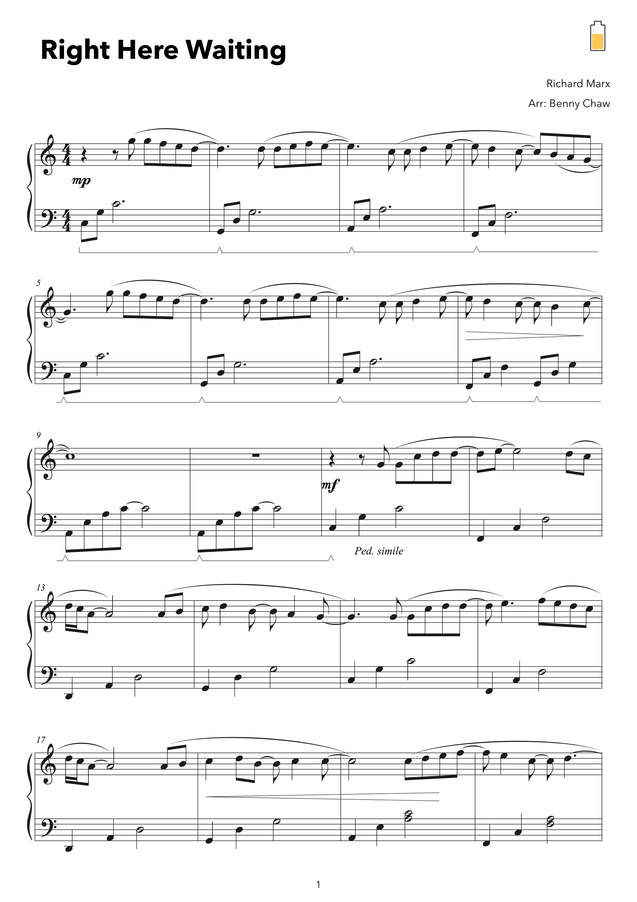 Right Here Waiting (arr. Benny Chaw)