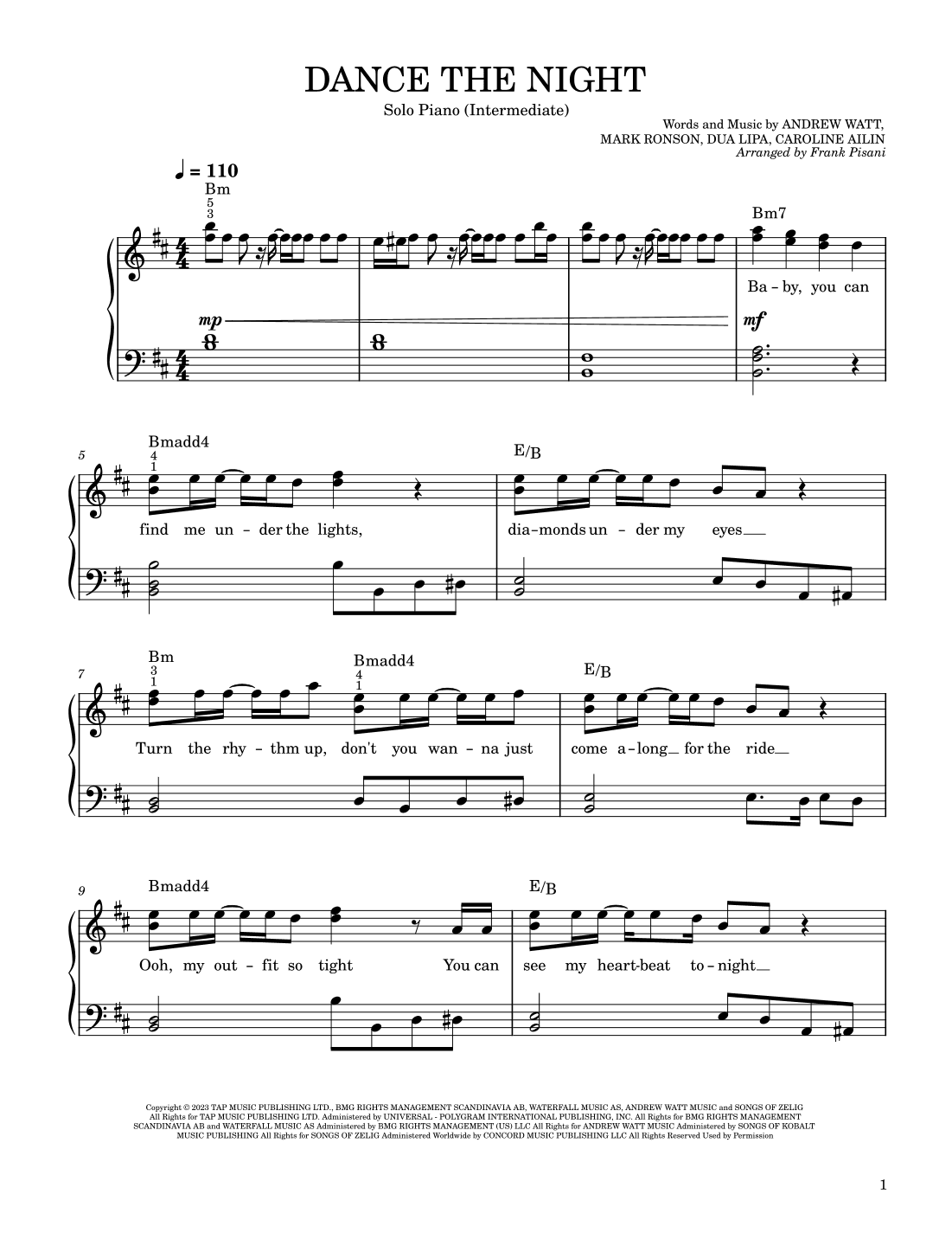 Dance The Night (arr. Frank Pisani)