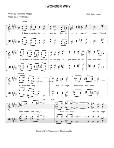 I WONDER WHY (arr. Walter Latzko)