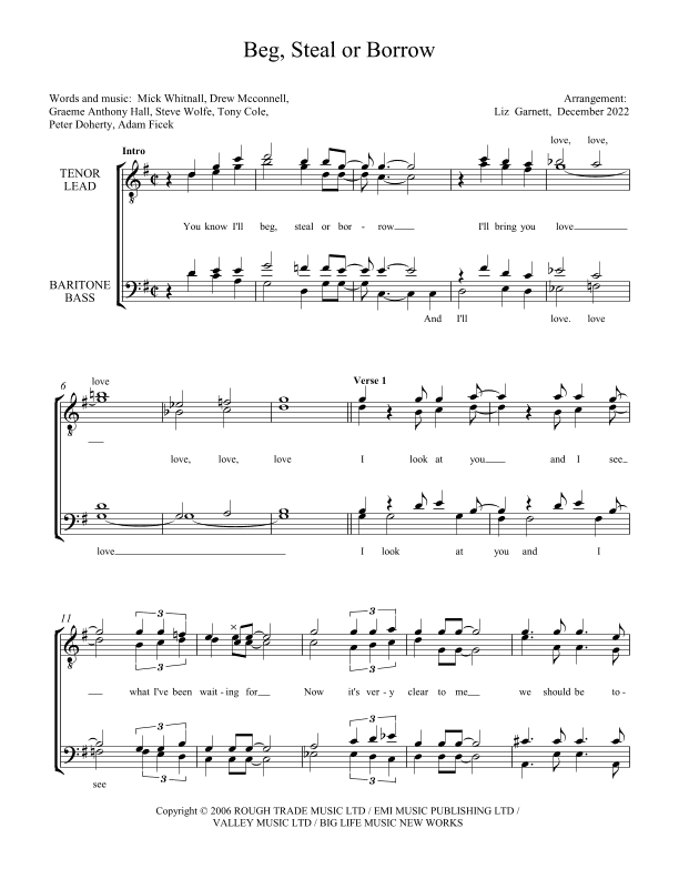 Beg, Steal Or Borrow (arr. Liz Garnett)