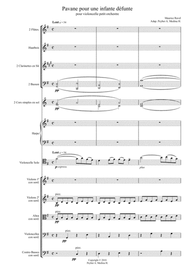 Ravel, Pavane pour une infante défunte, Cello et Orchestre (arr. Peyber A. Medina H.)