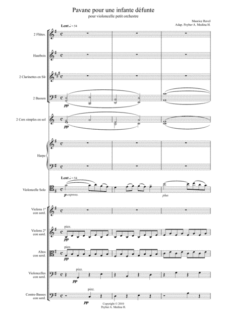 Ravel, Pavane pour une infante défunte, Cello et Orchestre (arr. Peyber A. Medina H.)