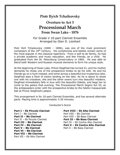 Processional March - Swan Lake Act III (Clarinets) (arr. Glen D. Lienhart)