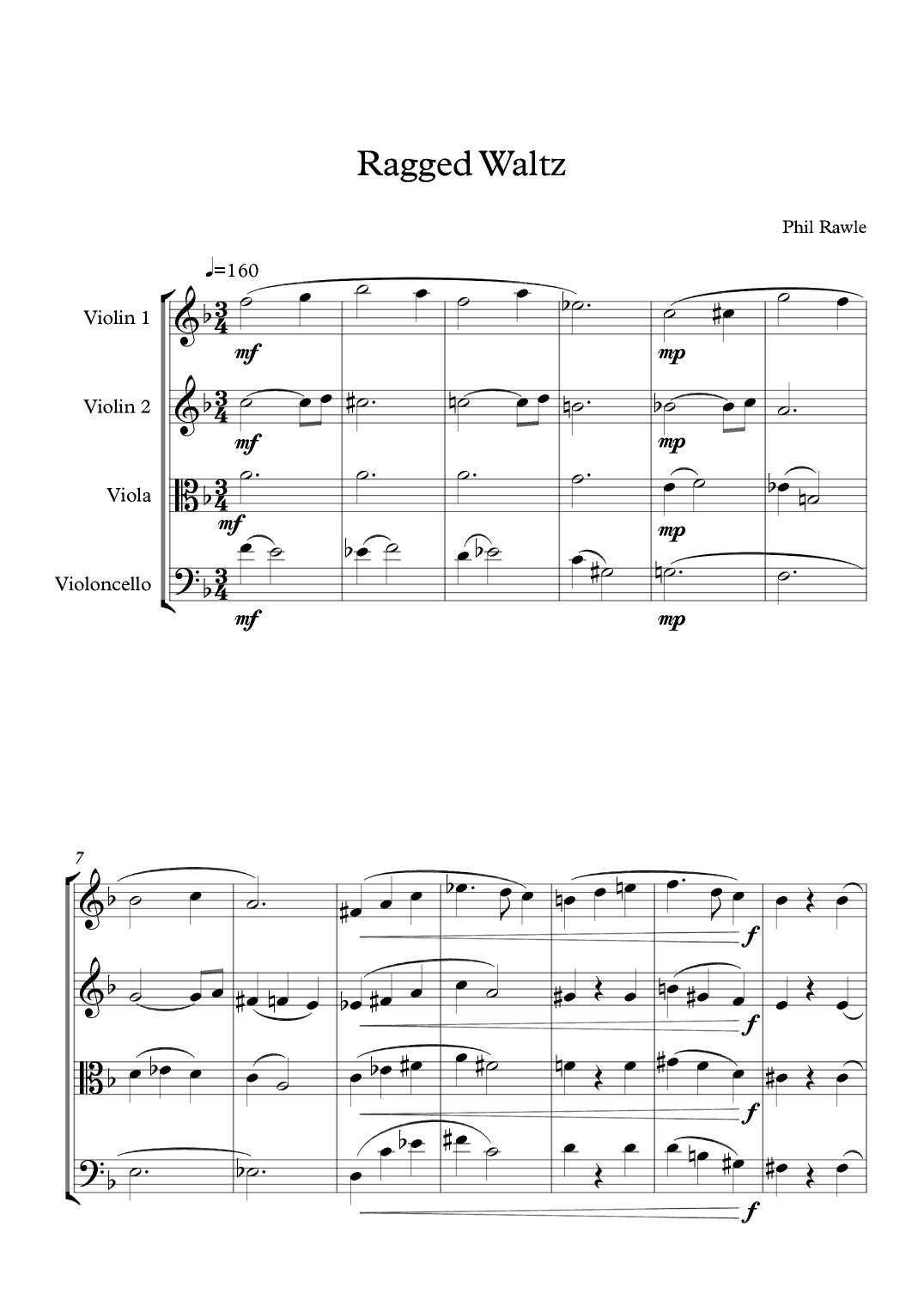 Ragged Waltz - String Quartet