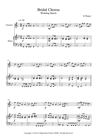 Bridal Chorus (Wedding March) - Richard Wagner (Clarinet + Piano) (arr. Digital Book Music)