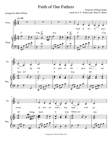 Faith of Our Fathers--vocal solo (treble clef) (arr. Beka Wilson)