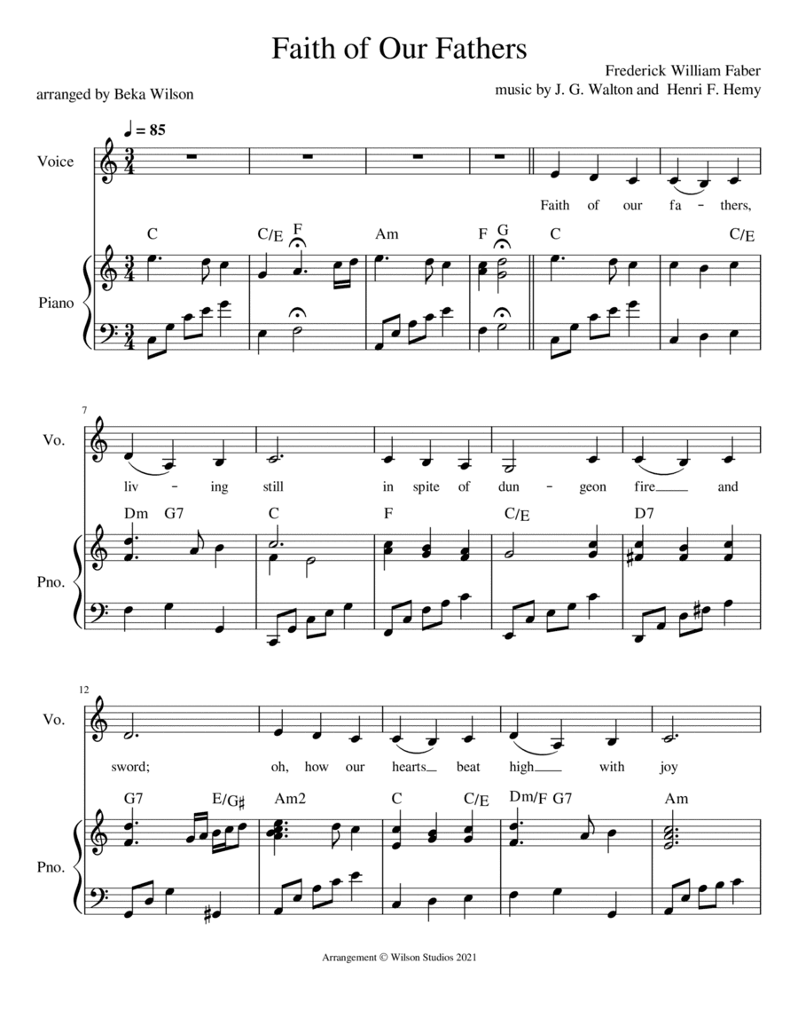 Faith of Our Fathers--vocal solo (treble clef) (arr. Beka Wilson)