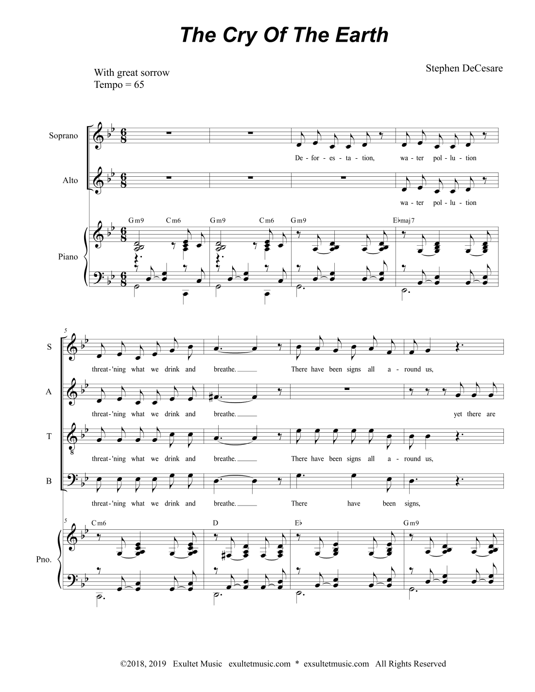 The Cry Of The Earth (SATB)