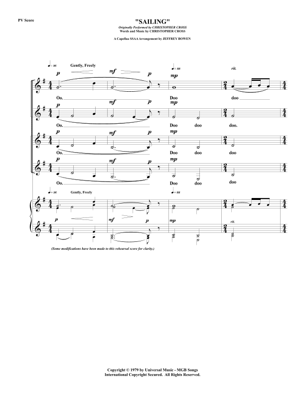 Sailing (arr. Jeffrey Bowen)
