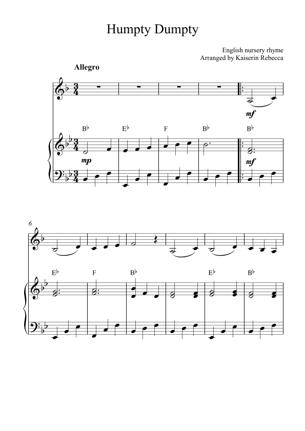 Humpty Dumpty (arr. Kaiserin Rebecca)