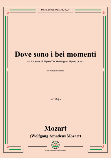 Mozart-Dove sono i bei momenti,from 'Le nozze di Figaro(The Marriage of Figaro),K.492',in C Major,fo (arr. Open Cloud)