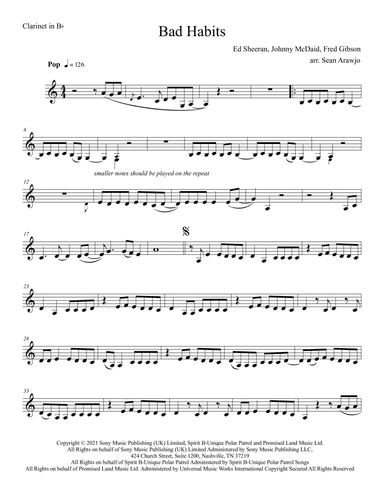 Bad Habits (arr. Sean Arawjo)