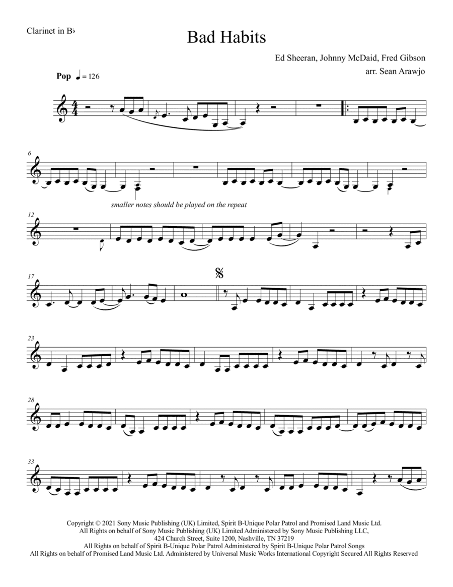 Bad Habits (arr. Sean Arawjo)