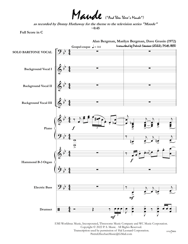 Maude (and Then There's Maude) (arr. Patrick Sheehan)