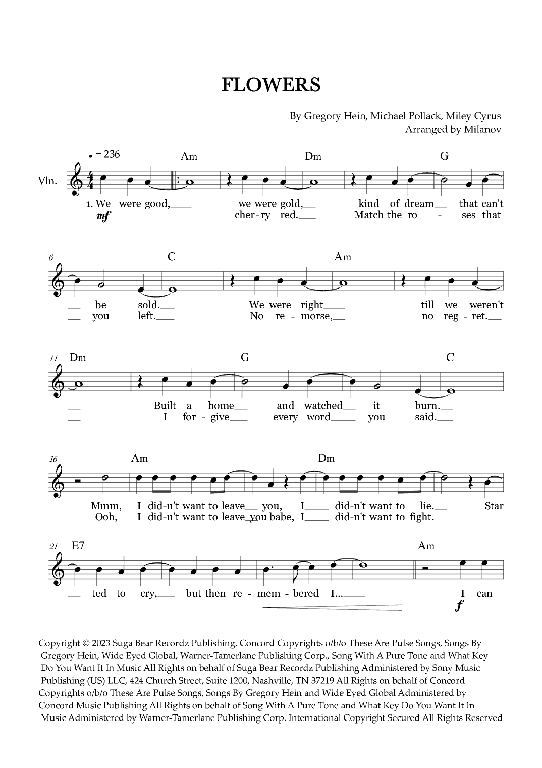 Flowers (arr. Milanov)