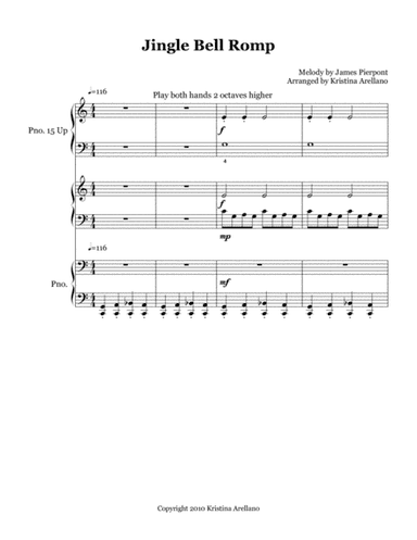 Jingle Bells Romp Trio (1 piano, 6 hands) (arr. Kristina Arellano)