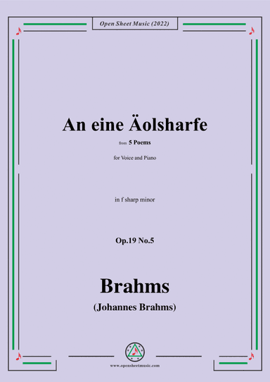 Brahms-An eine aolsharfe,Op.19 No.5,from 5 Poems,in f sharp minor (arr. Open Cloud)