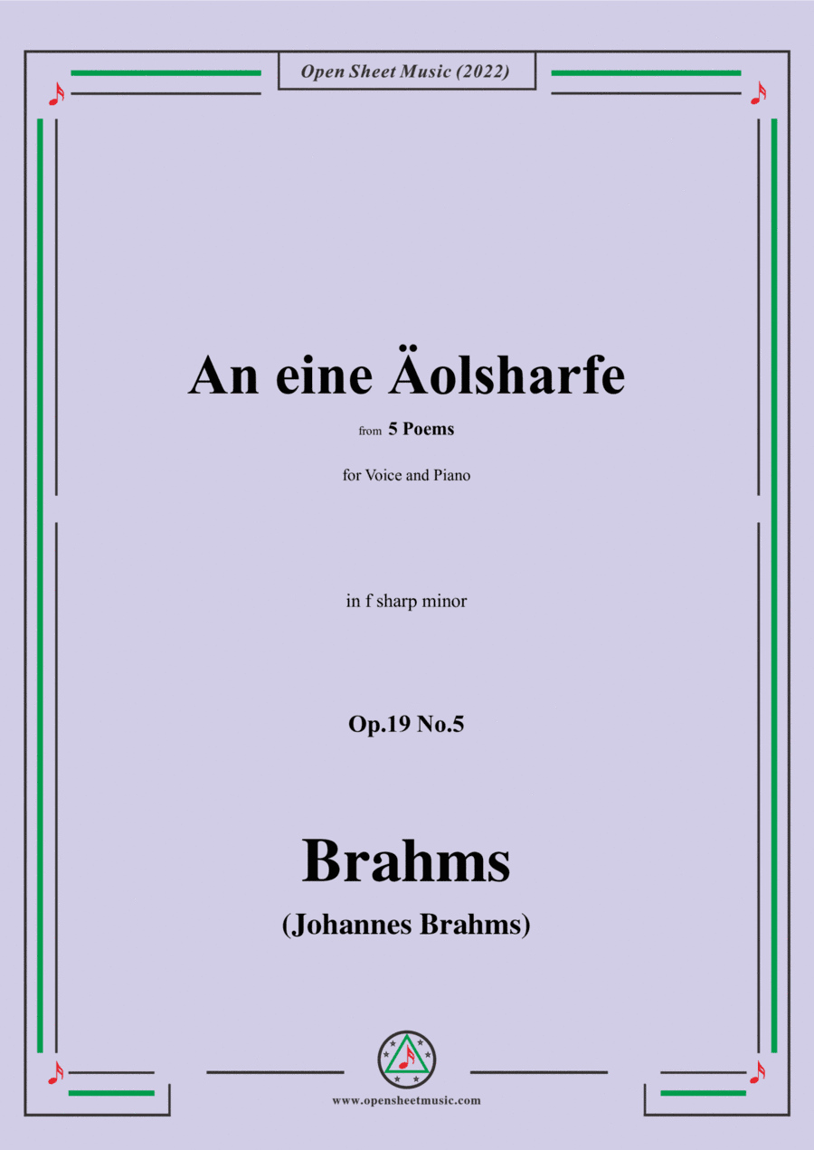 Brahms-An eine aolsharfe,Op.19 No.5,from 5 Poems,in f sharp minor (arr. Open Cloud)