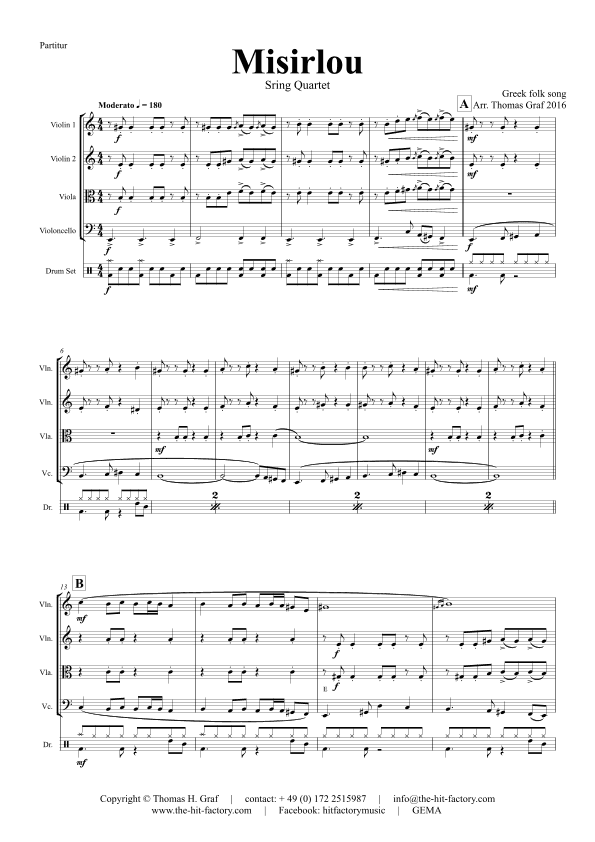 Misirlou - Pulp Fiction - String Quartet - C (arr. Thomas Graf)