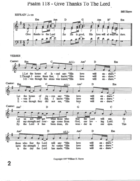 Psalm 118: Give Thanks To The Lord (2nd Sunday of Easter; Divine Mercy Sunday with adapted lyrics)