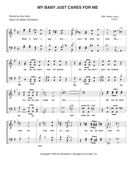My Baby Just Cares For Me (arr. Walter Latzko)