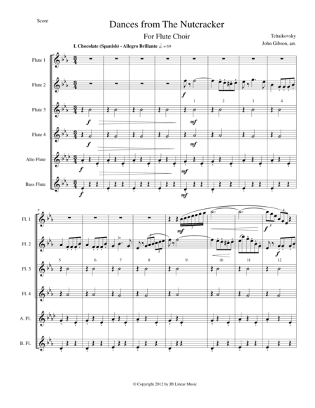 Six Dances from The Nutcracker by Tchaikowsky for Flute Choir (arr. John Gibson)