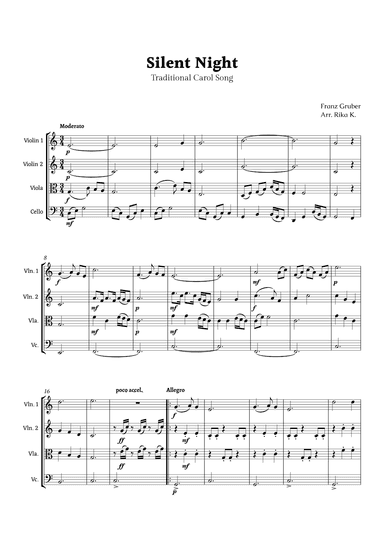 Silent Night for String Quartet (arr. Rika K.)