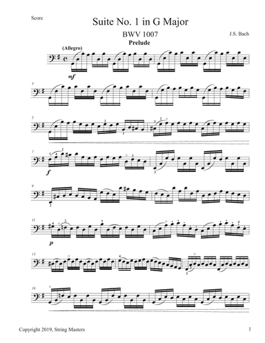 Bach, 6 Cello Suites, BMV 1007 (arr. String Masters)