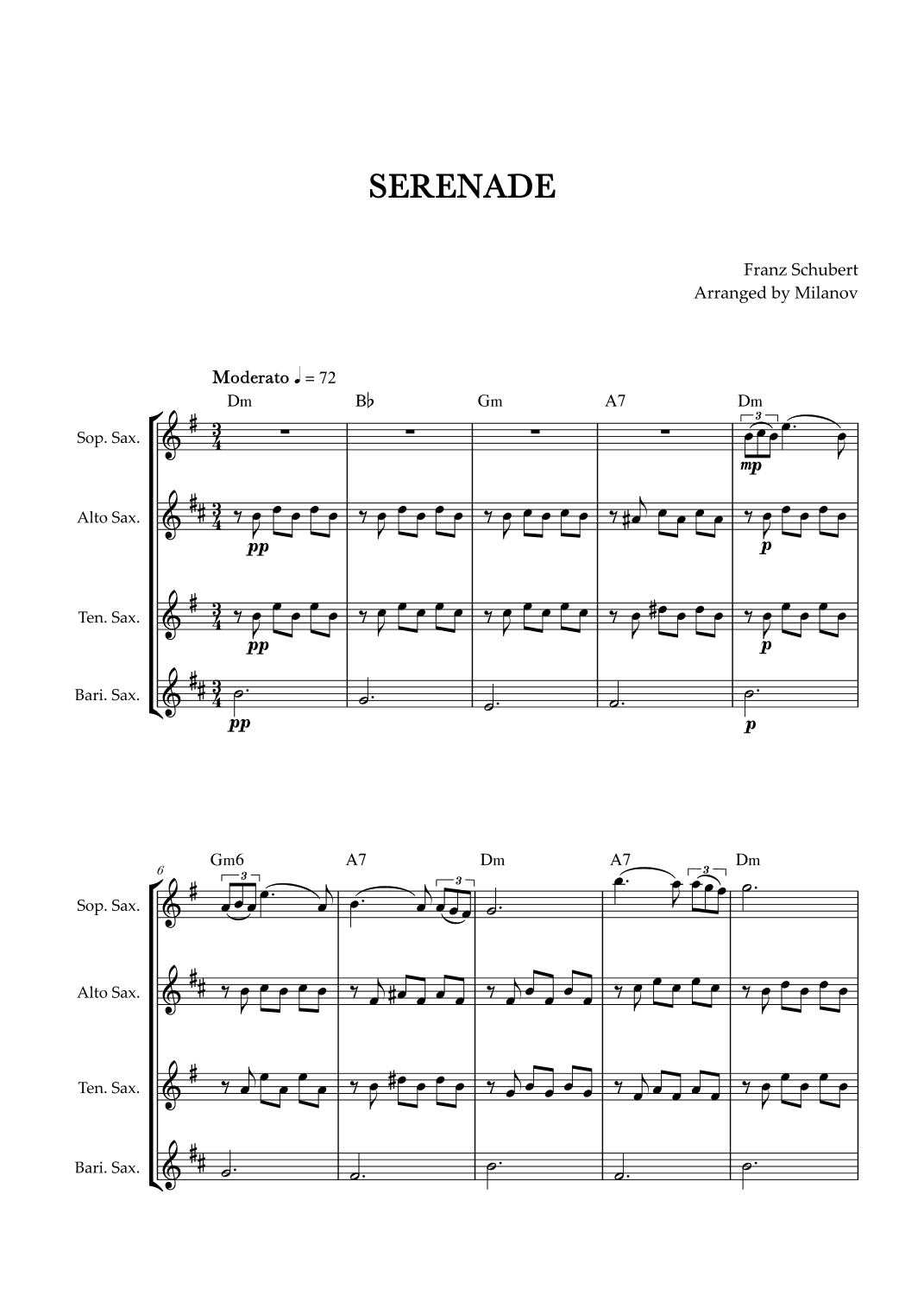 Serenade | Schubert | Saxophone Quartet (arr. Milanov)