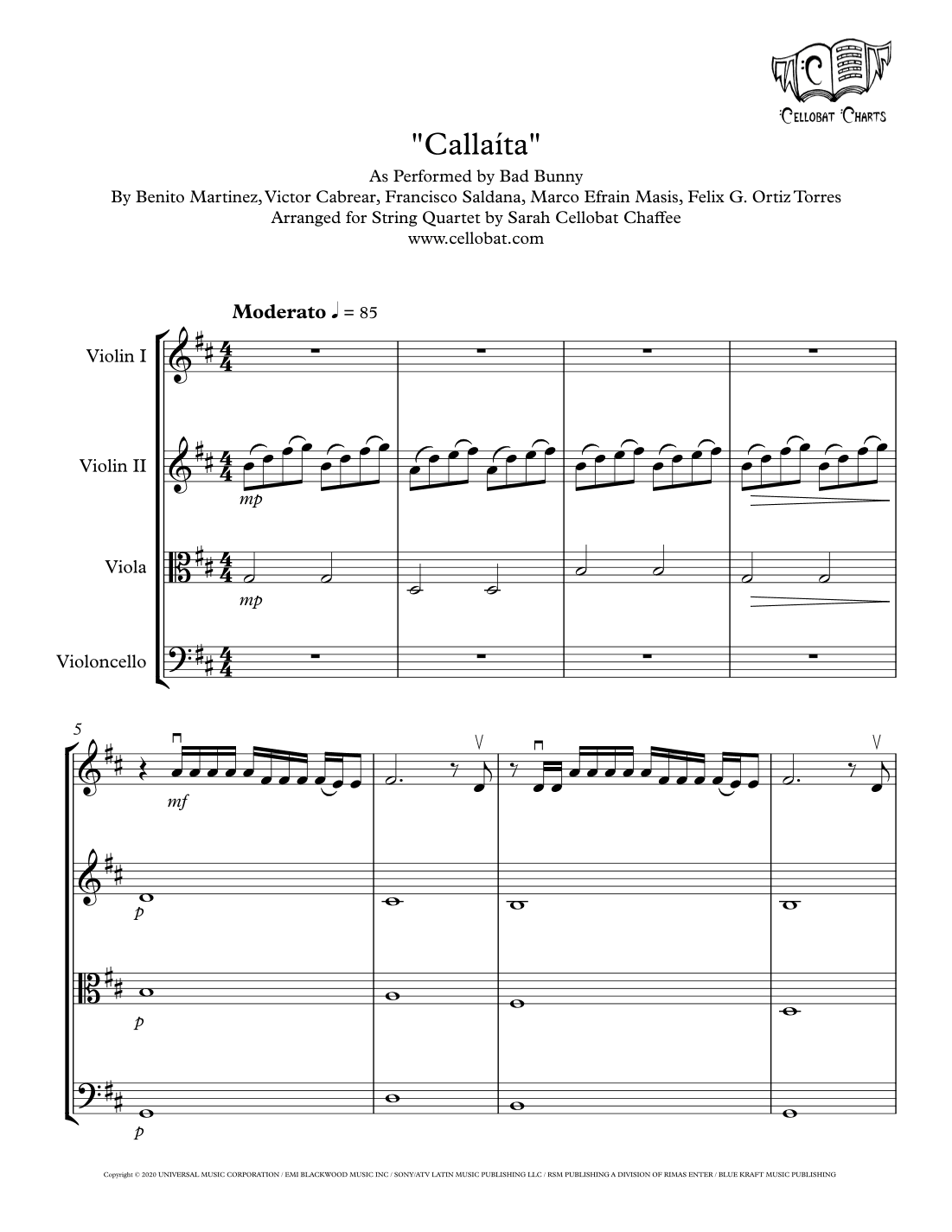 Callaita (arr. Sarah Cellobat Chaffee)