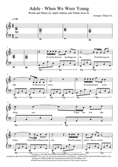 When We Were Young (arr. Elaine Yu)