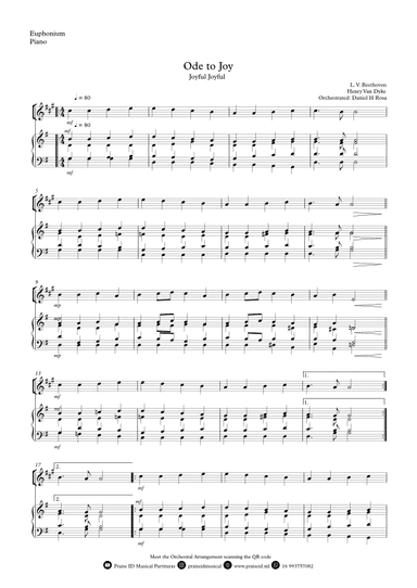 Ode to Joy - Joyful Joyful - Easy Euphonium and Piano (arr. Daniel H Rosa)