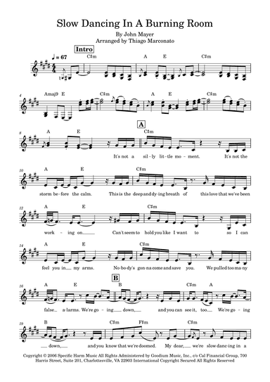 Slow Dancing In A Burning Room (arr. Thiago Marconato)