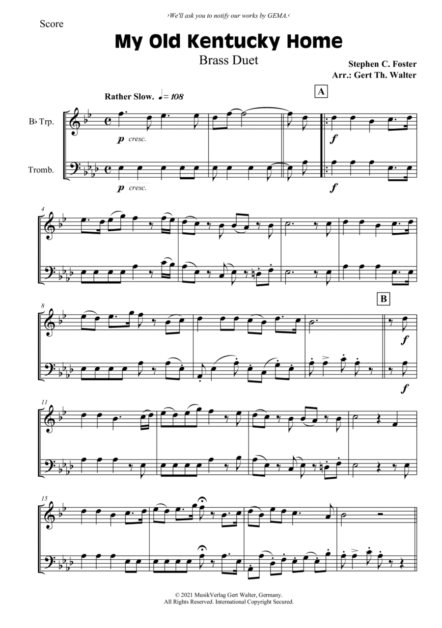 My Old Kentucky Home (arr. Gert Th. Walter)