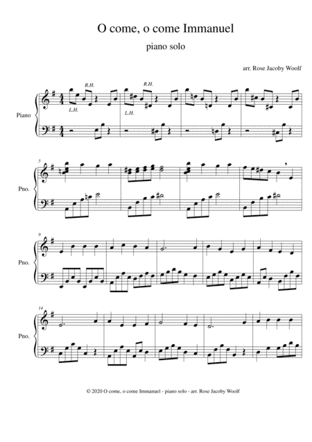 O come, o come Immanuel - piano solo