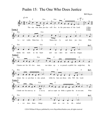 Psalm 15:  The One Who Does Justice (leadsheet)