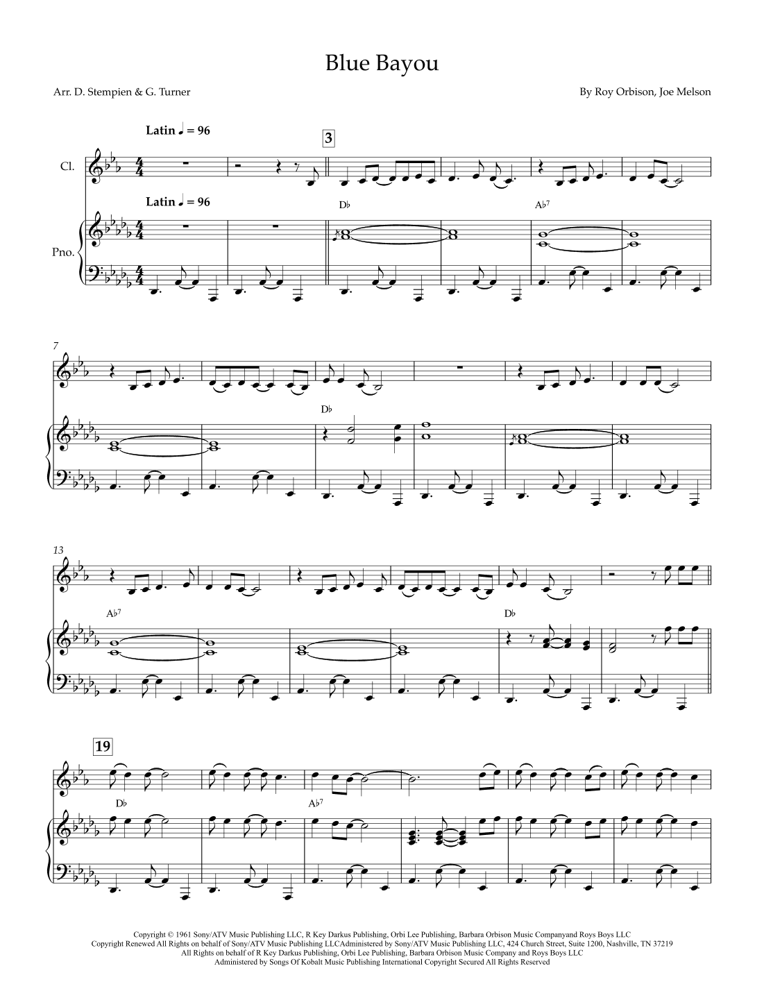 Blue Bayou (arr. Debra E. Stempien, Gregory H. Turner)