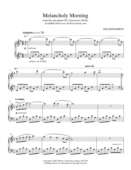 Melancholy Morning  - Joe Bongiorno