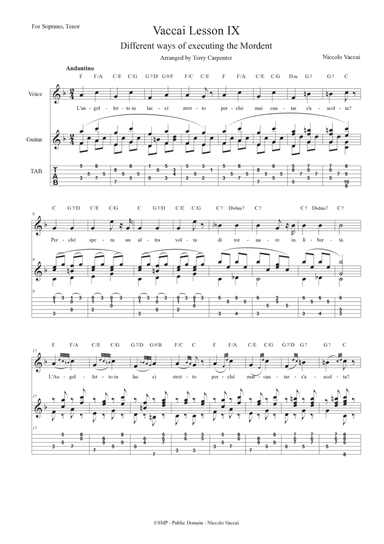 Vaccai - Lesson 09 The Mordent. Different ways. for tenor and soprano voice with guitar (arr. Terry Carpenter)