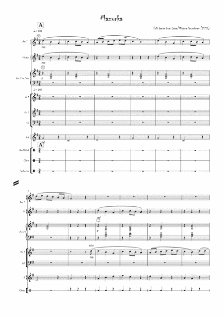 Mazurka-Folk dance from Istria for Vibrafon, Accordions, Violins, Cello, Guitar and Percussions (arr. Mirjana Gvozdenac)