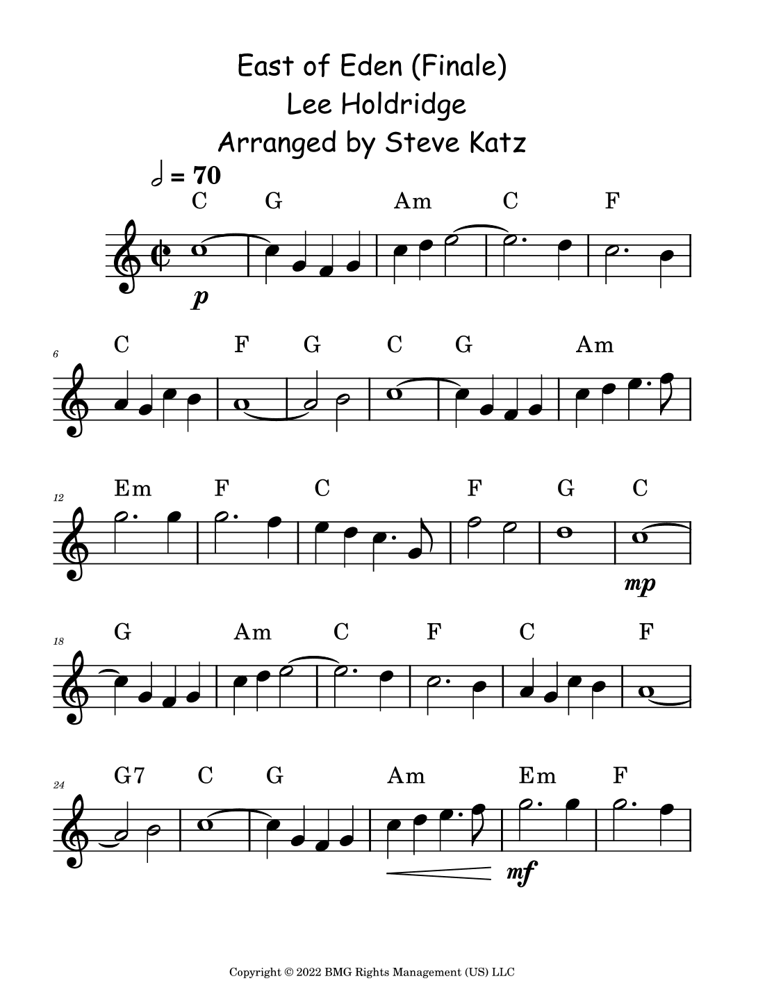 East Of Eden (finale) (arr. Steve Katz)