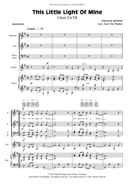 This Little Light Of Mine (arr. Gert Th. Walter)