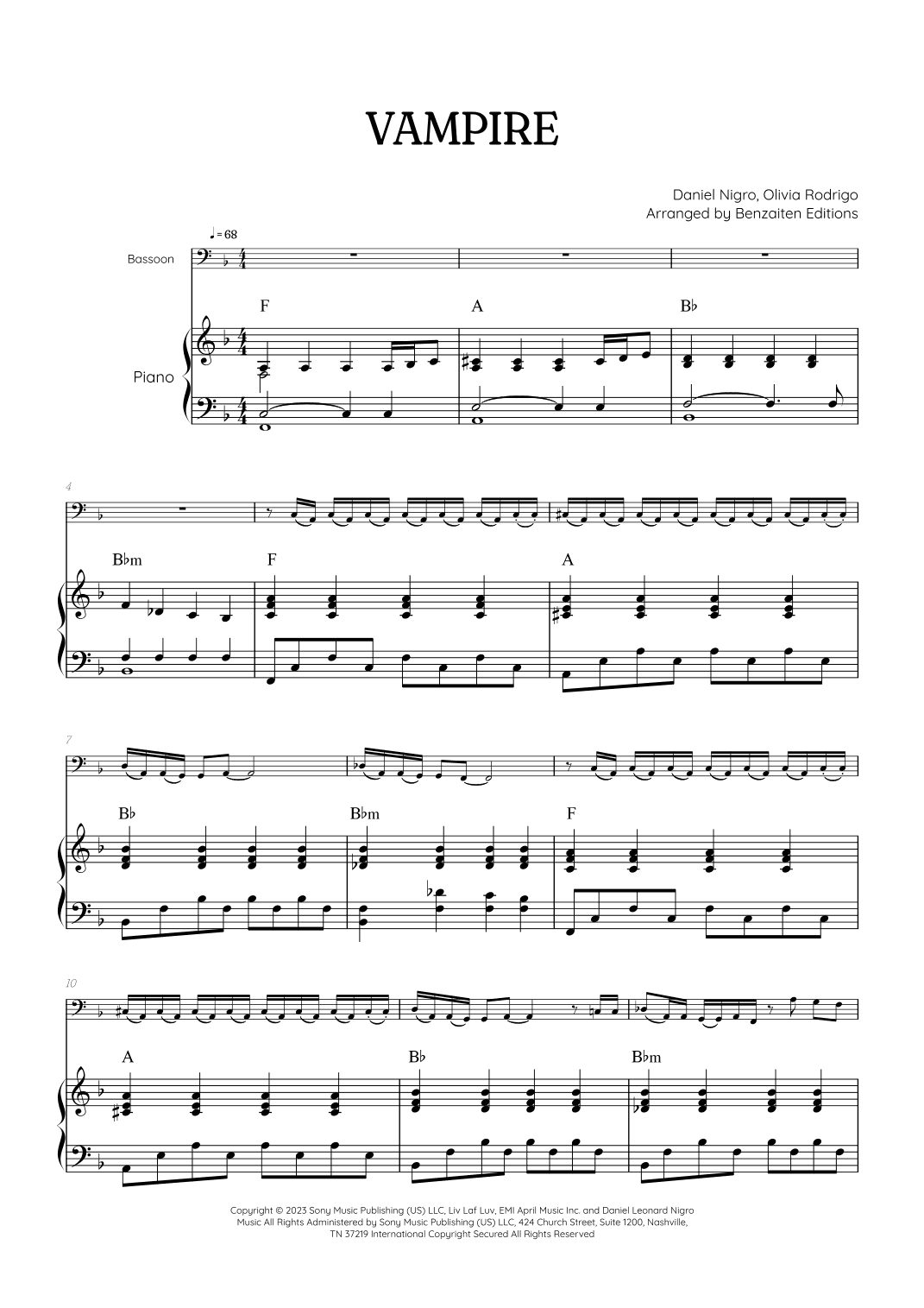 Vampire (arr. Benzaiten Editions)