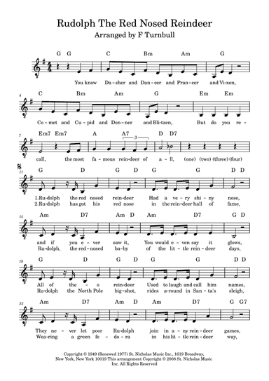 Rudolph The Red-nosed Reindeer (arr. F Turnbull)