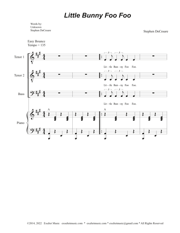 Little Bunny Foo Foo (Vocal Trio - (TTB)