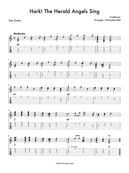 Hark! The Herald Angels Sing - Guitar Chord Melody (arr. Christopher Bell)