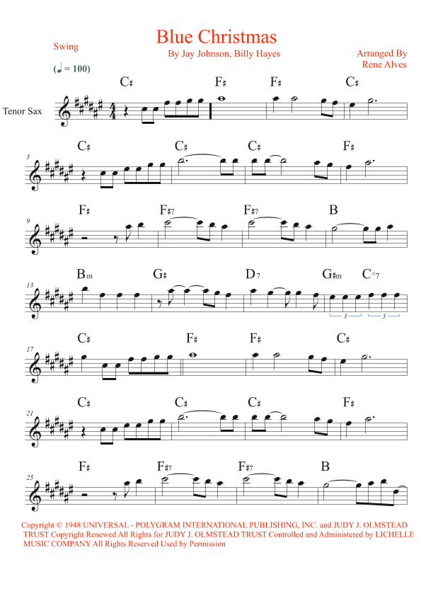 Blue Christmas (arr. Rene Alves)