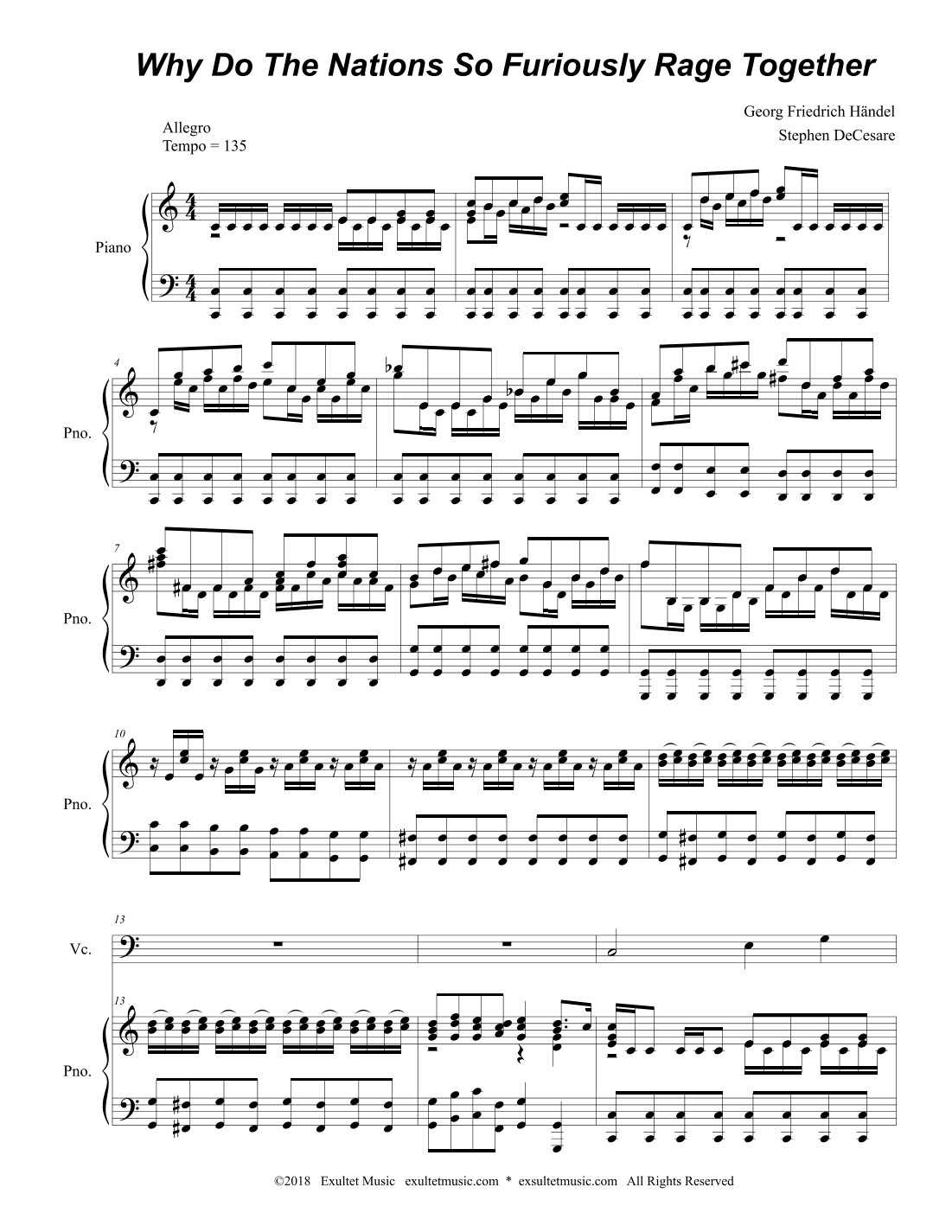 Why Do The Nations All Furiously Rage Together (Cello Solo and Piano) (arr. Stephen DeCesare)