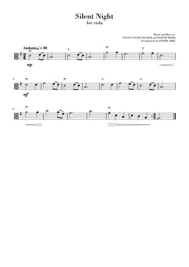 Silent Night (for Viola) - Easy Version (arr. Felipe Abel)