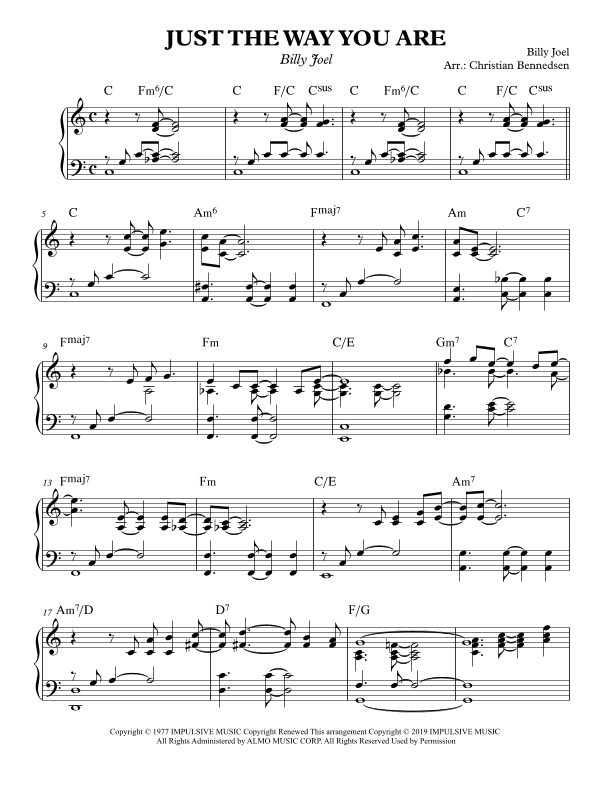 Just The Way You Are (arr. Christian Bennedsen)